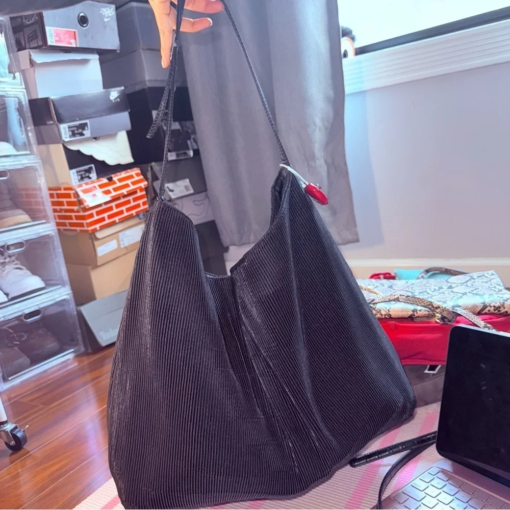 PrettyLittleThing Black Hobo Bag with Heart Charm
